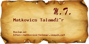 Matkovics Talamér névjegykártya